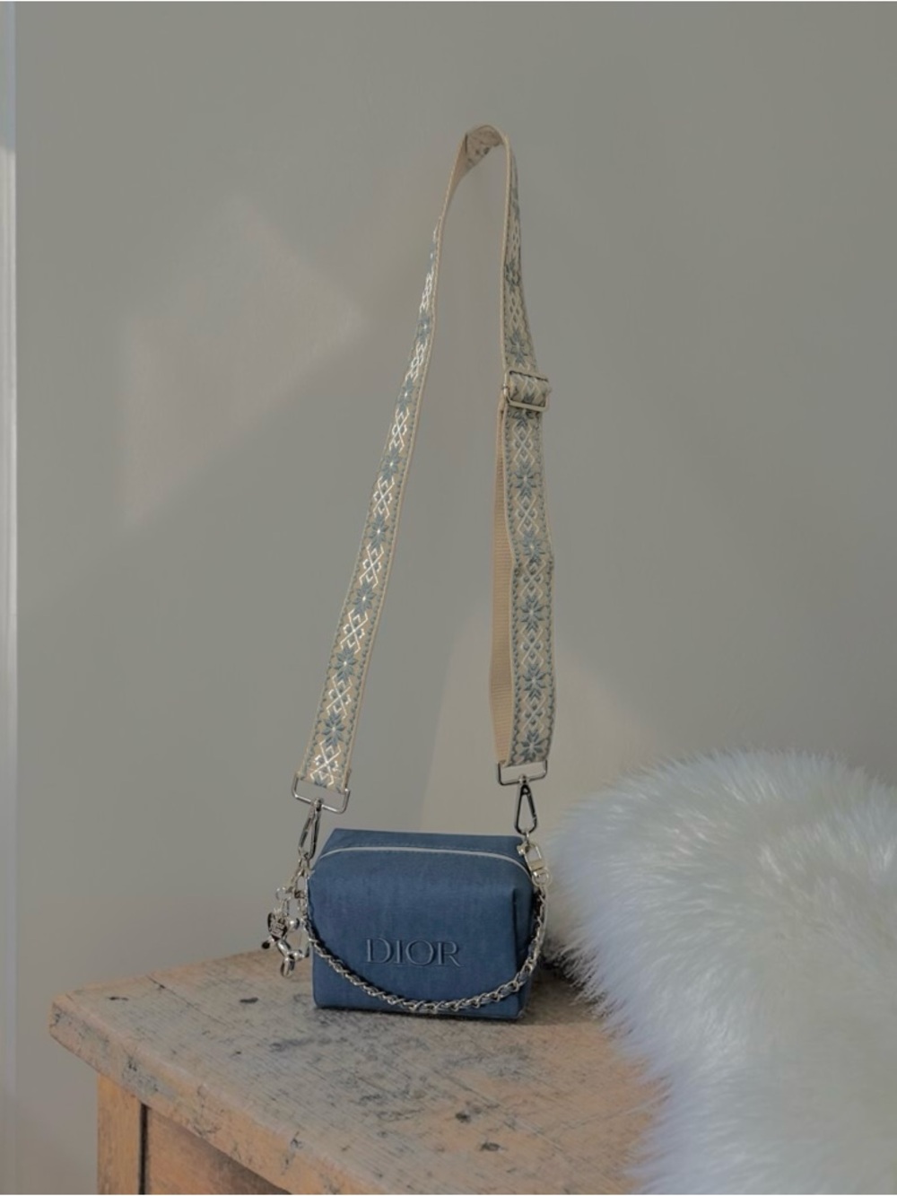 DIOR Beauty Denim Blue Makeup Cosmetic Pouch Crossbody Bag NEW IN BOX - Picture 7 of 9